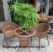 6 Bàn ghế mây nhựa cafe