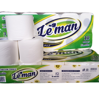 2 Giấy vệ sinh cao cấp 3 lớp Leman  10 cuộn/lốc