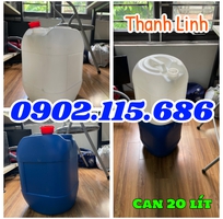 2 Can nhựa 20 lít, can nhựa 20 lít màu trắng, can 20 lít xanh, can nhựa đựng hóa chất, can đựng dun