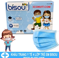 Hộp 50 chiếc khẩu trang y tế 4 lớp trẻ em Bisou