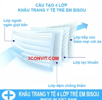 3 Hộp 50 chiếc khẩu trang y tế 4 lớp trẻ em Bisou