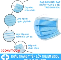 4 Hộp 50 chiếc khẩu trang y tế 4 lớp trẻ em Bisou