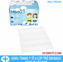 7 Hộp 50 chiếc khẩu trang y tế 4 lớp trẻ em Bisou