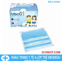 8 Hộp 50 chiếc khẩu trang y tế 4 lớp trẻ em Bisou
