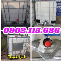 Bồn nhựa trắng, bồn nhựa có khung thép bao quanh, tank IBC, bồn nhựa 1000 lít, tank hóa chất 1000 lí