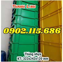 2 Thùng nhựa đặc B7 ,sóng bít có kích thước 322x242x120 mm, hộp nhựa B7, thùng nhựa công nghiệp, thùng