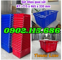 1 Sóng nhựa quai sắt HS011, sọt nhựa rỗng HS011, thùng nhựa rỗng quai sắt, sọt nhựa đựng nông sản, sọt