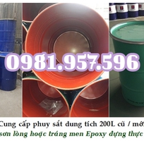 1 Phuy sắt nắp hở 200L, phuy sắt đai kiềng, phuy sắt khóa bu lông