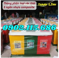 4 Thùng rác nhựa, thùng đựng rác 3 ngăn, thùng phân loại rác thải, thùng rác composite 3 ngăn, thùng p