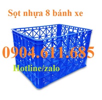 1 Sọt nhựa 8 bánh xe, sọt nhựa đựng hàng, sọt nhựa đựng linh kiện, phụ kiện