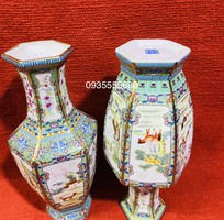 Giao lưu cặp bình gốm sứ vẽ vàng Giang Tây