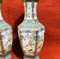 2 Giao lưu cặp bình gốm sứ vẽ vàng Giang Tây
