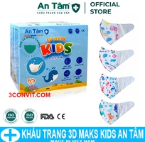 Hộp 50 chiếc khẩu trang 3D KIDS cho bé kháng khuẩn, chống tia UV An Tâm