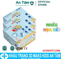 1 Hộp 50 chiếc khẩu trang 3D KIDS cho bé kháng khuẩn, chống tia UV An Tâm