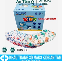 2 Hộp 50 chiếc khẩu trang 3D KIDS cho bé kháng khuẩn, chống tia UV An Tâm