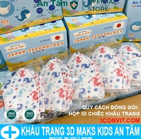 4 Hộp 50 chiếc khẩu trang 3D KIDS cho bé kháng khuẩn, chống tia UV An Tâm