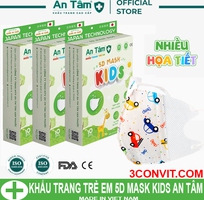 Hộp 10 chiếc khẩu trang y tế cho bé 5D Mask Kids 3 lớp Vải Không Dệt   Giấy Kháng Khuẩn An Tâm