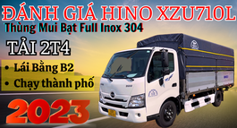 XE HINO XZU710L 2T4 THÙNG MUI BẠT FULL INOX 304 DÀI 4M5   GIÁ XE HINO 2T4 TỐT NHẤT NĂM 2023