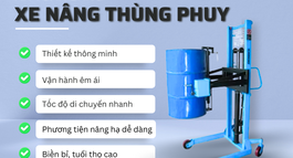 VẬN CHUYỂN HÓA CHẤT AN TOÀN BẰNG XE NÂNG THÙNG PHUY