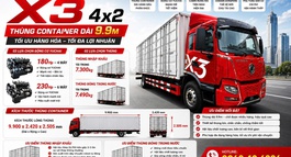 XE TẢI THÙNG CONTAINER, KÍN, MUI BẠT 4X2 DONGFENG X3 THÙNG DÀI 9M9 10M, GIÁ RẺ TỐT NHẤT HÀ NỘI