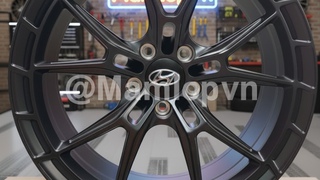 Sẵn bộ mâm CNC 19 inch Foged T6061 Matte Black lắp Santafe 