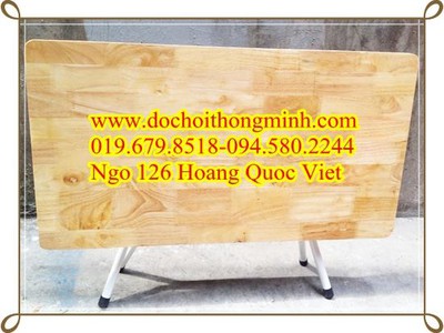 Thanh lí bàn trẻ em bằng gỗ cao su nguyên chất,bàn mặt gỗ chân sắt gập được 0