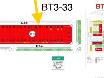 Vip  bán suất biệt thự 250m bt3-33 kđt hud mê linh central xây 3 tầng giá ngoại giao 10.5 tỷ 0