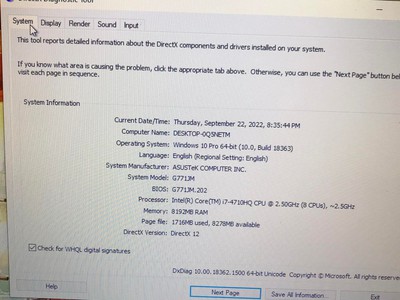 Laptop Asus G771JM Intel Core i7-4710HQ 2.5GHz, 8gb ram 128gb ssd   500gb hdd, Vga Nvidia GeForce 5