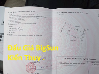 Đấu giá 120m2 bigsun hữu bằng , kiến thụy giá 1,9x tỷ 0