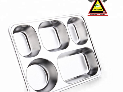 Khay cơm 5 ngăn sâu lòng có nắp inox 0
