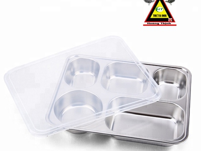 Khay cơm 5 ngăn sâu lòng có nắp inox 1