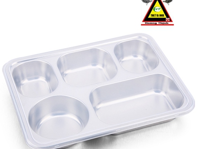 Khay cơm 5 ngăn sâu lòng có nắp inox 2