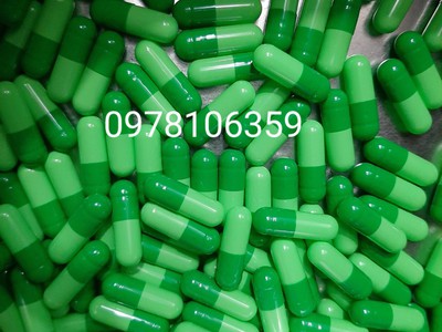 Viên con nhộng rỗng 2 màu xanh lá, vỏ nang rỗng 2 màu đóng bột thuốc 0