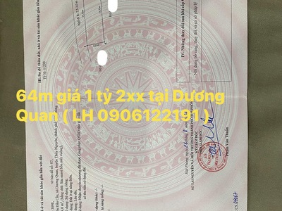 64m2 đất khu Bắc Sông Cấm ,bìa hồng,giá 1280 0