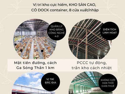 Cho thuê kho xưởng, diện tích 1500m2, kho chung, kho riêng 2