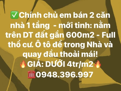 Chính chủ bán 2 căn nhà 1 tầng nằm trên DT đất gần 600m2 - Full thổ cư. Tân Viên, An Lão 0