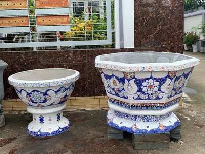 Cơ sở chậu hoa Thế Sơn - chậu hoa dán sành sứ - chậu khảm sành - cẩn miễng 9
