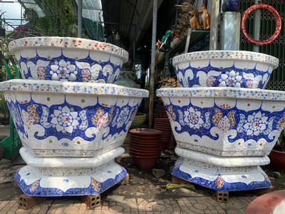 Cơ sở chậu hoa Thế Sơn - chậu hoa dán sành sứ - chậu khảm sành - cẩn miễng 10