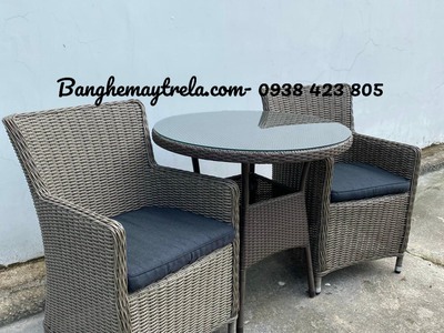Bàn ghế nhựa giả mây cafe 3