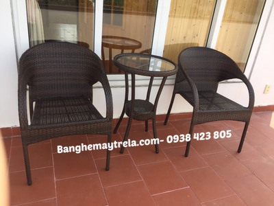 Bàn ghế nhựa giả mây cafe 6