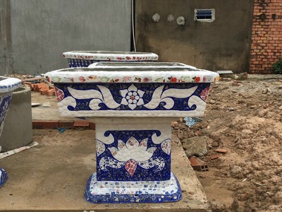Chậu cẩn miễng , chậu khảm sành 1
