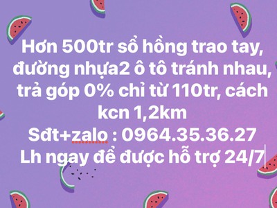 Bán đất sổ hồng giá rẻ đường 2 ô tô tránh nhau 0