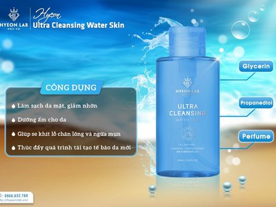 Ultra Cleansing Water Skin   Tẩy Trang Hyeon lablàm sạch lớp trang điểm, loại bỏ hoàn toàn bã nhờn 2