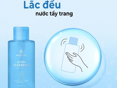 Ultra Cleansing Water Skin   Tẩy Trang Hyeon lablàm sạch lớp trang điểm, loại bỏ hoàn toàn bã nhờn 6