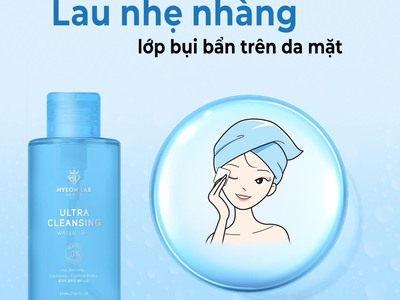 Ultra Cleansing Water Skin   Tẩy Trang Hyeon lablàm sạch lớp trang điểm, loại bỏ hoàn toàn bã nhờn 8