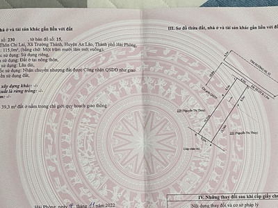 Chuyển Nhượng 3 lô Đất Mặt Đường   Thôn Chi Lai  Xã Trường Thành   Huyện An Lão  HP 0