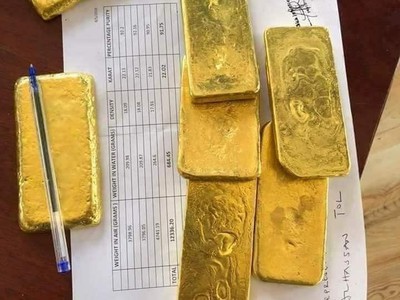 Vàng miếng , thủy ngân và các khoáng sản khác để bán . 0