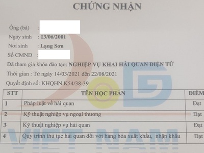 Thông báo tuyển sinh lớp Nghiệp Vụ Khai Hải Quan Điện Tử  học online 0