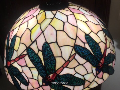 Đèn bàn tiffany chuồn chuồn hồng phấn 1