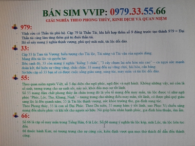 Sim VVIP chính chủ - rẻ nhất thị trường - 0 979 33 55 66 1